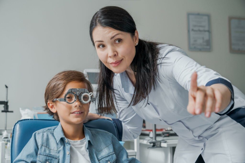 A child getting an eye exam.